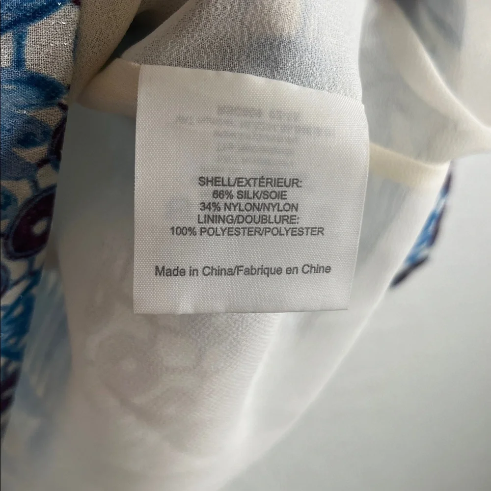 Tory Burch Metallic Silk Blend Top in Bahama Castillo Print Sz 6